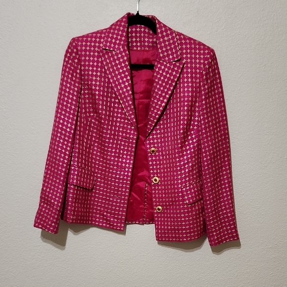DANIEL LEONG Jackets & Blazers - Vibrant Pink Gingham Blazer Tailored Fit